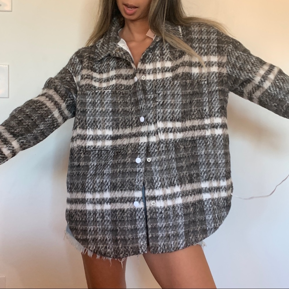 Missguided Brushed Plaid Shacket 🤎